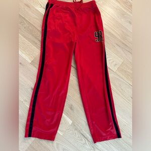VTG Plugg Basketball Warm Up Pants Mens L Red NYC Training‎ Leg Baggy